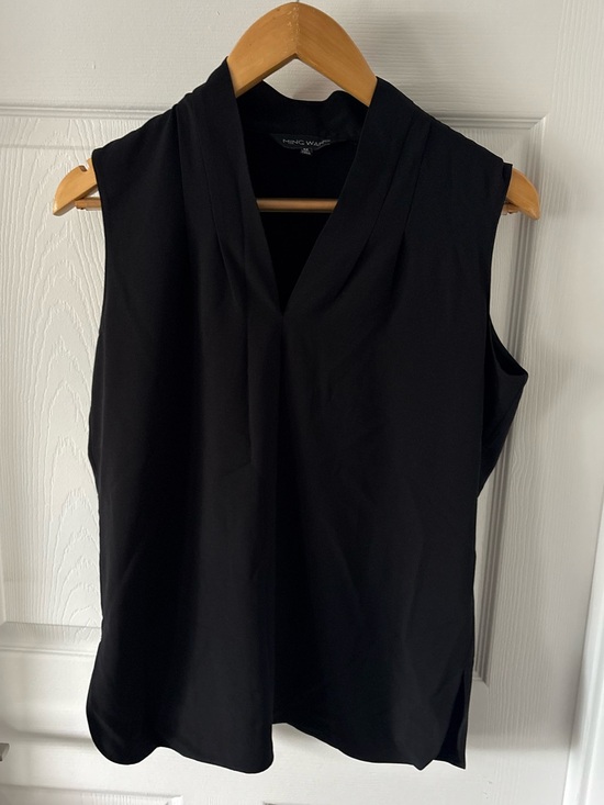 Ming Wang Tops - Ming Wang Black Sleeveless V-Neck Pleated Shell Blouse Top Size M